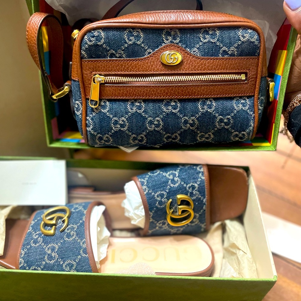 Gucci Ophidia GG mini bag and Gucci sandals
